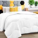 Lightweight Comforter Cooling White, All Season Duvet Insert Breathable Queen Size Summer Bedding, Soft Microfiber Cool Down Alternative Quilt with Corner Tabs, 88x88 inch