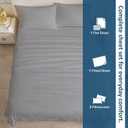 Rajlinen 100% Cotton Full Sheets Set, Cooling & Breathable Bed Sheets, 16 Inch Deep Pocket Fitted Sheet with All-Around Elastic, Soft & Durable Bedding Set, Light Grey Stripe