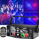 4-Lens Party Lights with Unique Blue Patterns - RGBW LED Background Strobe Light, Sound Activated DJ Stage Projector with Remote, USB Powered Rave Lights for Kids Birthday, Home Disco, Halloween (R40)