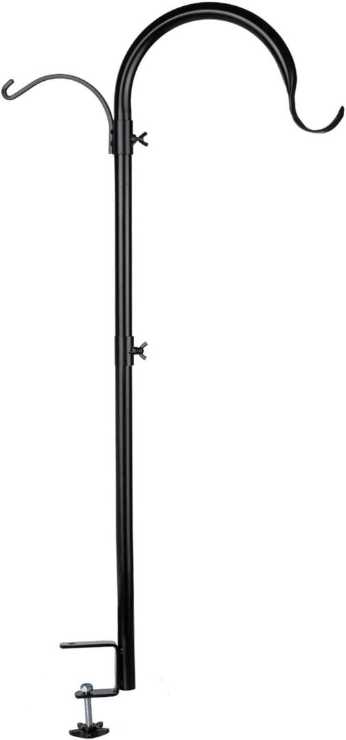 WOSIBO Three Span Deck Hook, 37 Inches Deck Bird Feeder Pole, Hanging Baskets Porch Multi-Hook for Deck Kit with Three Branches for Plant Hangers, Lanterns, Wind Chimes and More