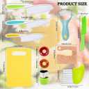 RISICULIS 11 Pieces Wooden Kids Kitchen Knife, Kids Kitchen Set Include Wood Knife, Serrated Edges Plastic Toddler Knife, Kids Kitchen Accessories, Montessori Cooking Christmas Gifts for Boys Girls