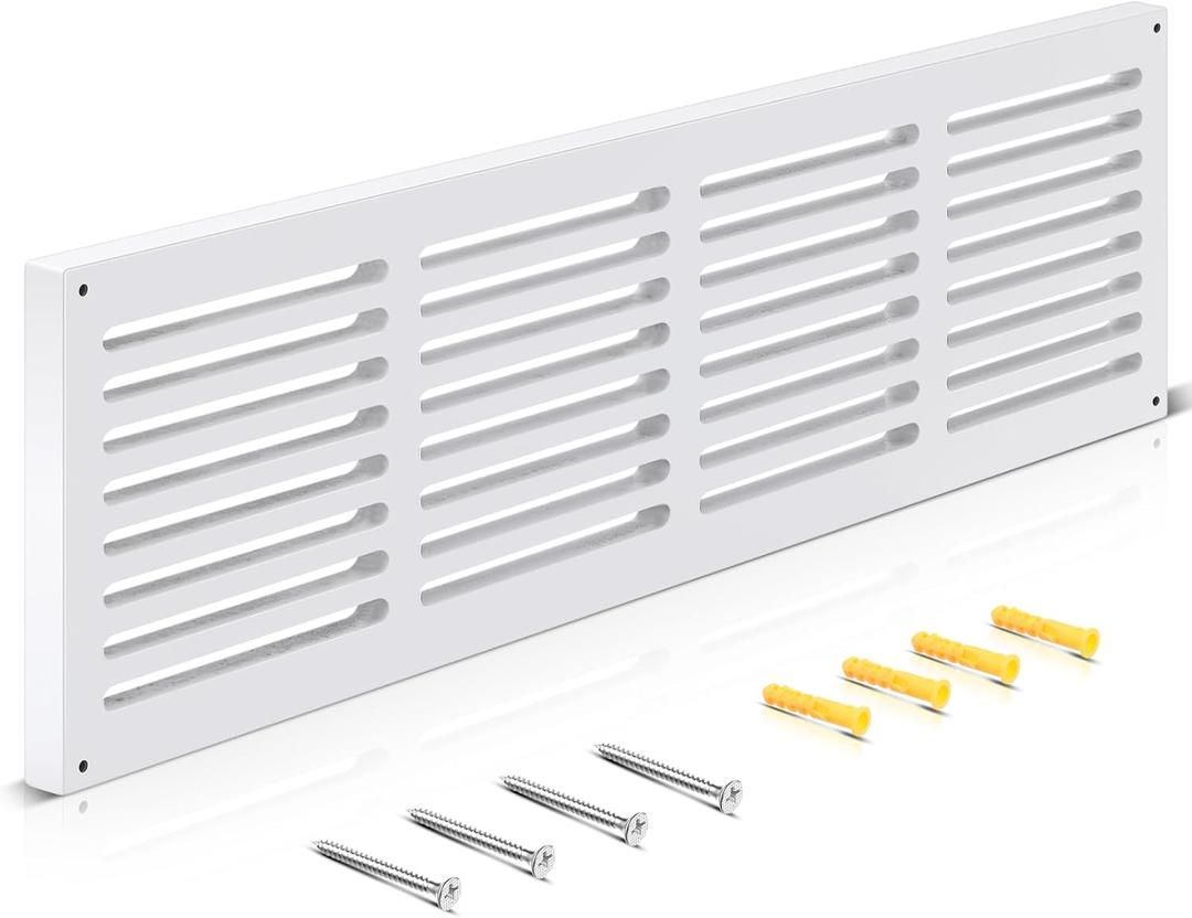 Colingmill 1 Pc Decorative Return Air Vent Cover 32 x 8.5 x 3/4 Inch (30x6 Duct Opening) White MDF Modern Farmhouse Wall Vent Grille High Airflow Cold Air Return HVAC Cover for Wall Baseboard