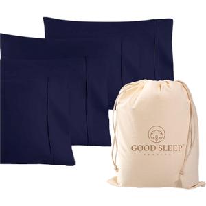 1000 TC Navy Blue Standard Pillowcases Set of 4 100% Egyptian Cotton Pillow Cases with Long Staple Cotton & Sateen Weave, Silky Soft Hotel - Like Bed Pillow Covers for Comfy Sleeping, Snug Fit, 4 Pc Standard / Queen Pillowcases, Navy Blue