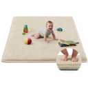Baby Play Mat for Floor,Tummy Time Area Rug 59x59 Playpen Muscle Mat Beige