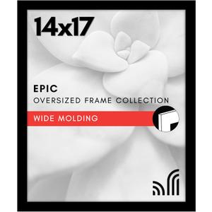 Americanflat 14x17 Picture Frame with Polished Plexiglass - Black Picture Frame - Wide Photo Frames Made of Engineered Wood for Vertical or Horizontal Wall Display - Epic Collection - Black