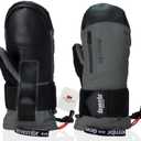 devembr Ski Mittens with Wrist Guards, Waterproof Snowboarding Mittens, Gray, S