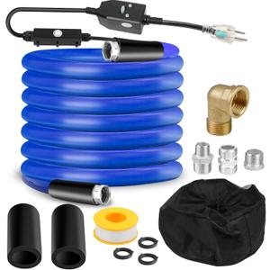 BHB Upgraded 75 FT Heated Water Hose 5/8" ID Compatible with RV -45  Antifreeze Energy Saving Thermostat RV Accessories, with 4 Types of Adapters