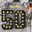 Froova 4FT Light up Numbers 50 Big Mosaic Numbers Marquee Lights Sign 50 Frame with Slots for 50th Birthday Party Large Cardboard with Light Bulbs Pre-Cut Kit Giant Cut-Out Thick Foam Board Sign DIY