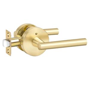 Goldenwarm 1 Pack Gold Door Handles Interior, Brushed Gold Privacy Lever Door Handle, Heavy Duty Interior Bedroom Door Lever Pack, Door Handles for Bathroom