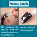 20PCS Plastic Garden Flag Clips, Lawn Yard Flag Pole Clips Anti-Wind for Small Flag Poles Stand -Black