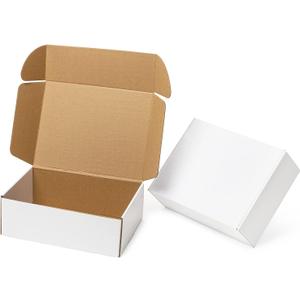 Mcfleet 24 Pack 12x9x4 Shipping Boxes - White Corrugated Cardboard Mailing Box Packaging for Small Business - Tab Locking Literature Mailer Flat Empty Gift Packing Supplies