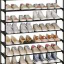 Calmootey 10-Tier Shoe Rack, Tall Large Capacity 50 Pairs Shoes Storage Organizer, Stackable Wide Shoe Shelf for Entryway, Hallway, Black