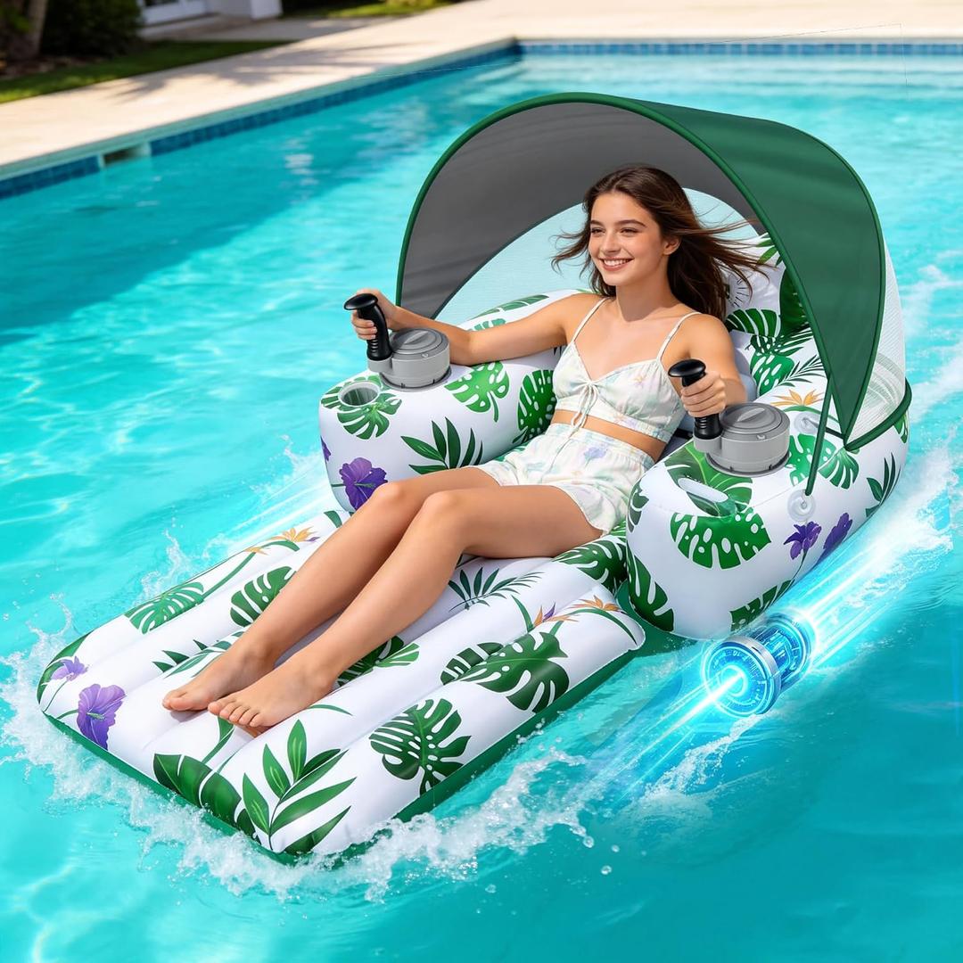 GIGIGO Motorized Pool Float for Adults, Rechargeable Electric Lounger, 45 inches wide x 71 inches long