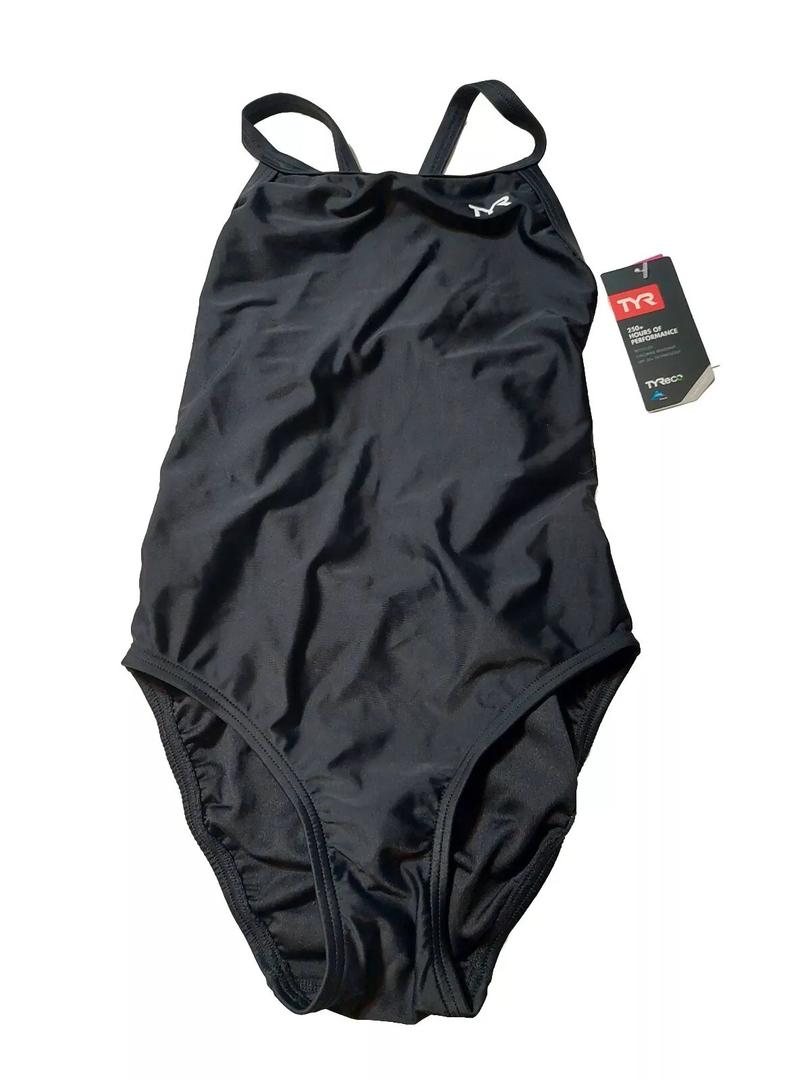 TYR Youth Solid Black Diamondback Swimsuit: Size 38 