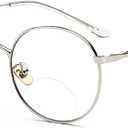 Fashion Round Bifocal Reading Glasses Men Sun Photochromic Metal Frame Transition Presbyopia Female