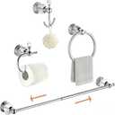 Crystal Bathroom Accessories,Chrome Towel Bar Set Adjustable,Polished Silver Toilet Paper Holder Towel Ring Coat Hooks Bathroom Hardware 4 Pieces Wall Mounted