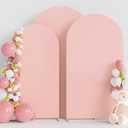 Wokceer Wedding Arch Cover (7.2FT, 6.6FT, 6FT) Set of 3 Spandex Fitted Wedding Arch Stand Covers for Round Top Chiara Arch Backdrop Stands Cover for Birthday Party Ceremony Banquet Decor Pale Pink