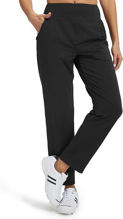 Libin Women's Casual Travel Pants 7/8 Stretchy Golf Pants Ankle Dress Pant Slacks Athletic Workout Sweatpants with 4 Pockets (M, Black)
