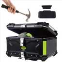 GRUNT SPORTS 55L Motorcycle Tail Box Top Case - Scooter Universal Storage Trunk  Waterproof Aluminum Luggage Tour Helmet Box with Security Lock - Includes Back Cushion (Black, 55L)