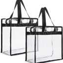 Juvale Clear Stadium Approved Bags - 12x6x12 Large Transparent Tote Bags with Zippers and Handles (2 Pack)
