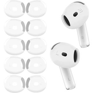 5 Pairs Ear Tips for AirPods 4, Silicone Ultra Thin Slim Earbuds Cover Compatible with Apple AirPods 4th Generation [Fit in The Charging Case](White)