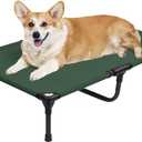 Outdoor Elevated Dog Beds Medium Sized Dog, Cooling Raised Dogs Cots Bed with Breathable Mesh, Portable Lifted Pet Hammock, Non-Slip Feet, Green, M