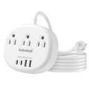 Thailand Power Adapter With 3 American Outlets, 4 USB Ports (2 USB-C) 24W Total, Type O Plug Adapter and Outlet Converter for USA to Thailand, 4FT
