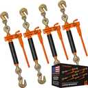 VULCAN Folding Handle Load Binder (Four Pack) with 2 Grab Hooks - Ratchet Style - 7100 Pound Safe Working Load (Works with 5/16 Inch or 3/8 Inch Grade 70 and Grade 80 Chain)