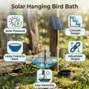 2026 Solar Cascade Hanging Bird Bath Fountain, Hanging Solar Birdbath with Plastic Bowl, 2-in-1 Birdbath & Water Station, 8 Spray Modes Hummingbird Bath for Outdoor Garden Patio