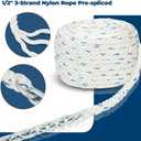 Windlass Anchor Rode Rope/Chain, 1/2" Anchor Line 3-Strand 200ft with 1/4" G4 Hot-Dipped Galvanized Anchor Chain 15ft and Swivel Connector Kit, 1/2"x200' Rope&1/4"x15' Galvanized Chain