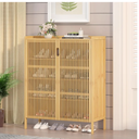 Cabinet with Doors Bamboo 5 Tiers Shoe Storage Cabinet for Entryway, 25 Pairs Wooden Shoe Cabinets, Modern Shoe Organizer Storage for Living Room, Bedroom, Hallway, Closet Nature