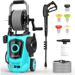 Electric Pressure Washer with Hose Reel, 3900 PSI 2.5GPM Power Washer with 4 Quick Connect Nozzles and Foam Cannon, High Pressure Cleaning Machine for Cars/Patios/Diverway/Fences