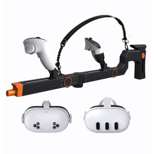 AIJUNCT Upgraded Gunstock for Quest 3S / Quest 3 Gun Stock for Quest 3, 3S, Rifle-Like or Dual-Pistol Handle VR Gun Stock Quest 3 Accessories (Machine-Gunstock)