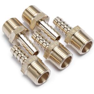 LTWFITTING LF Brass Barbed Fitting Coupler/Connector 5/16" Hose Barb x 3/8" Male NPT Fuel Gas Water (Pack of 5)