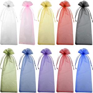 Tayfremn 40pcs Organza Bags Drawstring Organza Bottle Gift Bags Sheer Wrapping Bag for Bottle Wrap Christmas Wedding Party Favors Samples Display Decoration, 5.3x14.5 inch(Multicolor)
