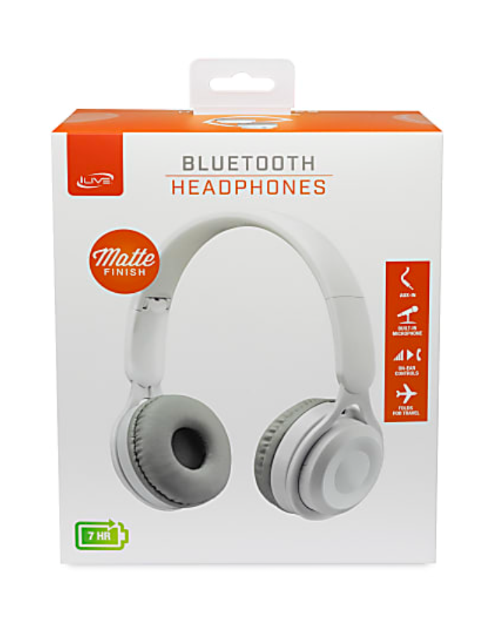 iLive 40mm Driver Wireless Headphones, White, IAHB53W