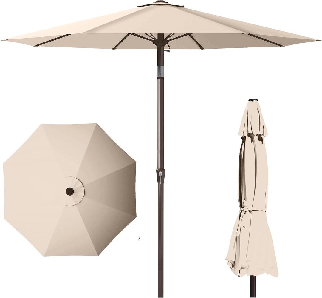 PatioKingdom 11FT Patio Umbrella,Outdoor Umbrella with Push Button Tilt and Crank,Market Table Umbrella with 8 Sturdy Fiberglass Ribs UV Protection