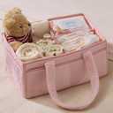 luxury little Soft Baby Diaper Caddy Organizer, Nursery Storage Basket with Removable Divider, Portable Baby Diapers Basket, Gifts for New Parent, Baby Shower (Light Pink)