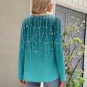 Zeagoo Long Sleeve Shirts for Women Spring Tops Casual Dressy V Neck Blouses Boho Tunic Western Clothes Vacation Outfits (Blue, L)