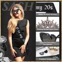 Rip To My 20s Sash And Crown with Sunglasses Set Black Birthday Sash Bronze Gold Crown Birthday Party Accessories for Women 30th Birthdays Glitter Party Favors (Sash & Crown & Sunglasses)