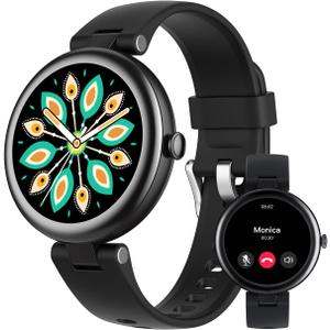 Smart Watches for Women (Make/Answer Calls) Compatible with iPhone/Android Phones, Christmas Birthday Gifts for Women Fitness Tracker with Heart Rate/Blood Oxygen Monitor Pedometer Waterproof Black