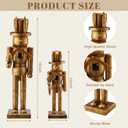 Weysat 2 Pcs Bronze Easter Nutcracker Figure Wooden Nutcracker Figures with Velvet Bow Easter Ornament for Festival Party Gift Shelves Table Desktop Fireplace Decor, 10inch, 15inch