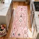 jinchan 2x6 Runner Rug Pink Washable Modern Boho Rug Geometric Hot Nerd Floor Cover Soft Low Pile Non Slip Accent Mat Lightweight Cozy Throw Carpet for Kitchen Bathroom Laundry Room Study Dorm