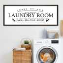 Wash Dry Fold Repeat Wall Decor Art 32"X12" Laundry Room Sign Bathroom Laundry Rules Large Wood Framed Wall Hanging (Black)