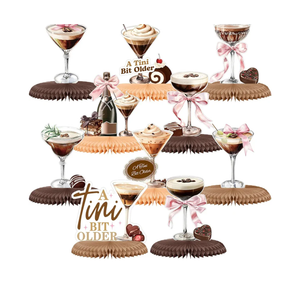 10 Pcs Espresso Martini Party Decorations A Tini Bit Older Birthday Honeycomb Centerpiece 7.87 Inch Espresso Martini Bow Decor Table Topper for Cocktail Bar Bachelorette Birthday Party Supply