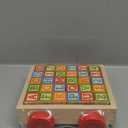 Oaktown Supply Building Blocks for Toddlers 1-3 Years Old, 30 Large Stackable Wooden Baby Blocks with Alphabet and Number Icons on Every Side, Toy Wagon Included