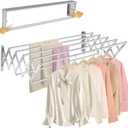 XL-31.5" Wall Mounted Clothes Drying Rack, 130 LBS Large Capacity Rustproof Retractable Clothes Rack, Collapsible Drying Rack Easy to Install with 7 Drying Rods, Space Saving for Laundry-White