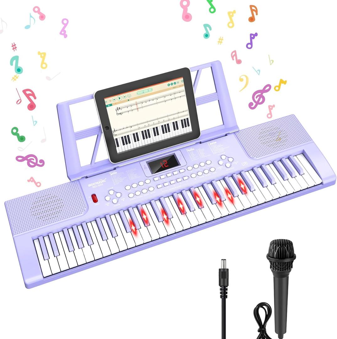 Piano Keyboard, 61 Key Upgrade Kids Pianos Music Toy with Light-up Keys & Pro Teaching Modes, Dual Speaker, 70 Demos,100 Tones, 100 Rhythms Perfect Christmas/Birthday Gift for Kids (Purple) Piano Keyboard, 61 Key Upgrade Kids Pianos Music Toy with Light-up Keys & Pro Teaching Modes, Dual Speaker, 70 Demos,100 Tones, 100 Rhythms Perfect Christmas/Birthday Gift for Kids (Purple)