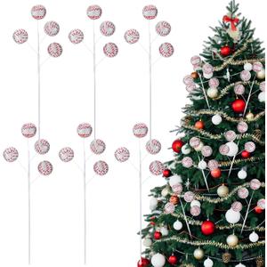 6 Pcs Baseball Party Favor Picks Decoration for Vase Filler Sports Theme Baseball Tree Pick Decoration Craft Wreath Holiday Party Ornament Home Decor