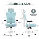 Big & Tall Ergonomic Reclining Desk Chair - High Back Gaming Chair With Breathable Mesh Seat, Lumbar Support, Adjustable Armrests (Blue)